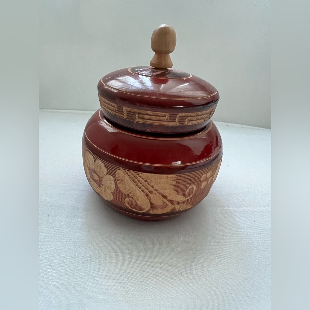 Mexican Vintage Hand Carved Small Wooden Container